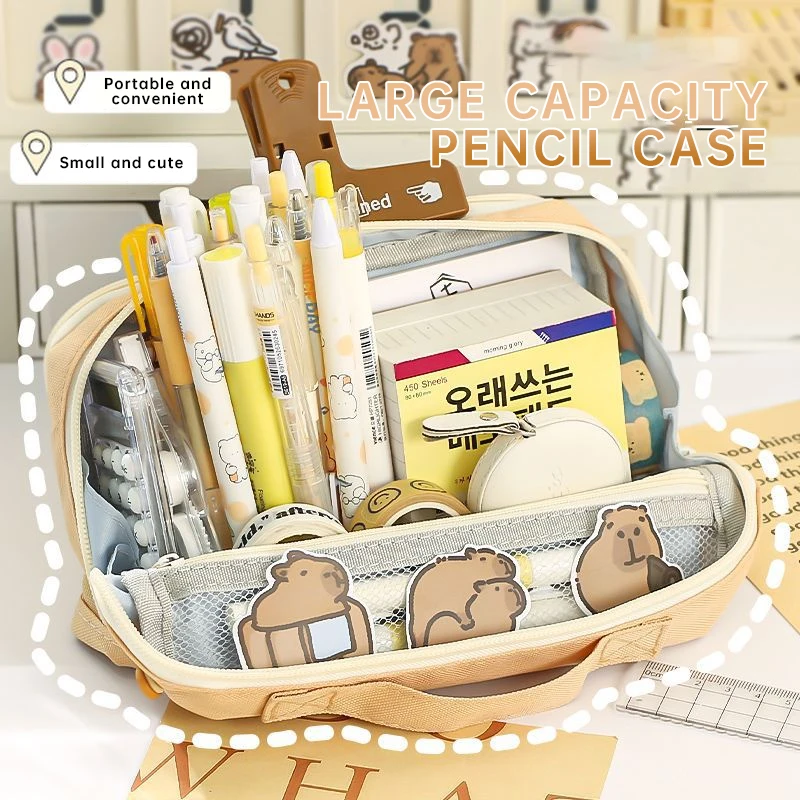 مقلمة ذات سعة كبيرة، حقيبة أقلام رصاص لطيفة، أدوات تخزين القلم، مستلزمات العودة إلى المدرسة، حقائب مستحضرات التجميل للفتيات والأطفال