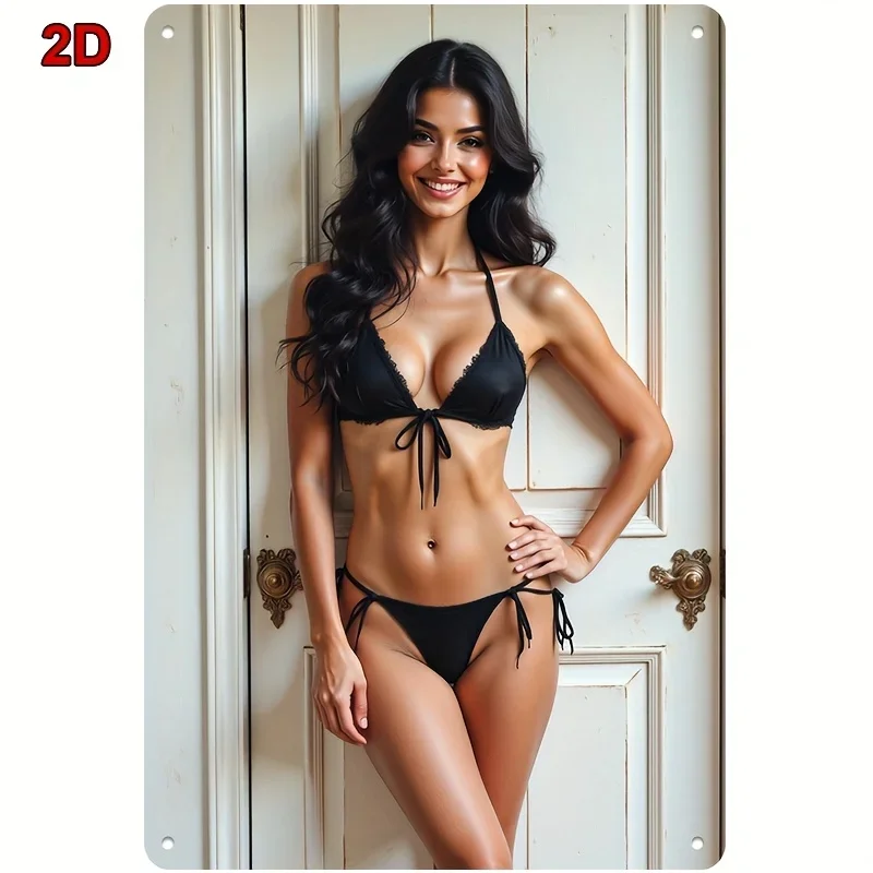 Raumdekoration, Vintage-Metallblechschild, sexy Bikini-Kunstwerk für Frauen, Wanddekoration aus Eisen für Bar, Café, Schlafzimmer, Badezimmer, Kleidung
