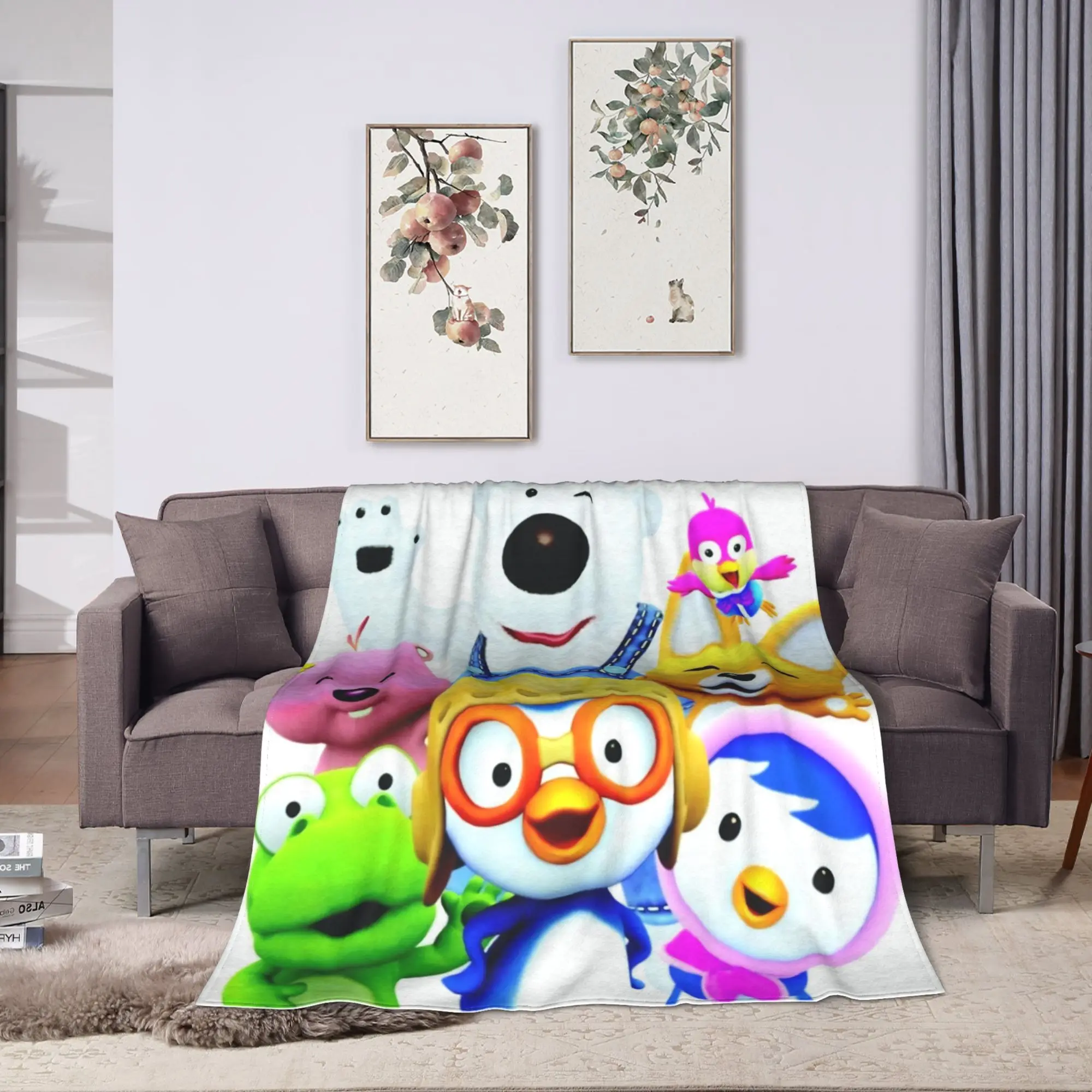 Pororos the Little Penguins Warm Soft Blanket Girls Boys Plush Bedding Throws Comfortable Outdoor Flannel Bedspread Bed Cover