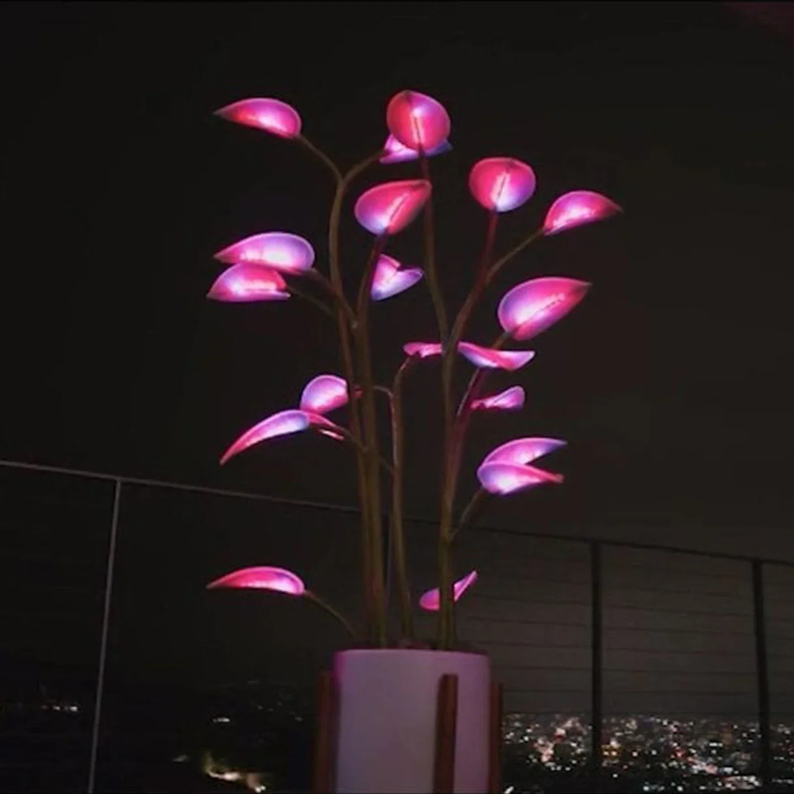 4pcs/set Magical Glowing Potted Plant Houseplant LED Color-Changing Artificial Plants Gorgeous Plant Branch Light Home Decor