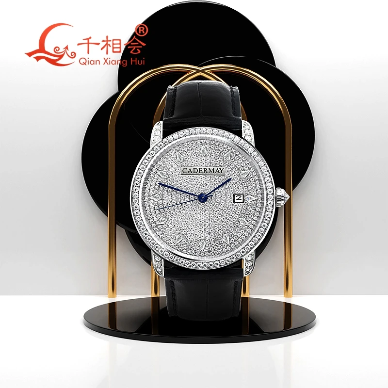 Full Moissanite Wrist Luxury Watch For Men mechanical Wrist watch D white VVS Moissanite Men Jewelry Watch with GRA