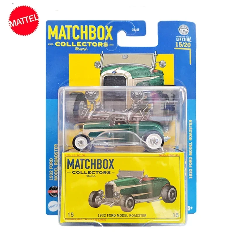 Original Mattel Matchbox Collectors Car 1/64 Diecast 1932 Ford Model Roadster Simulated Vehicle Toys for Boys Collection Gift