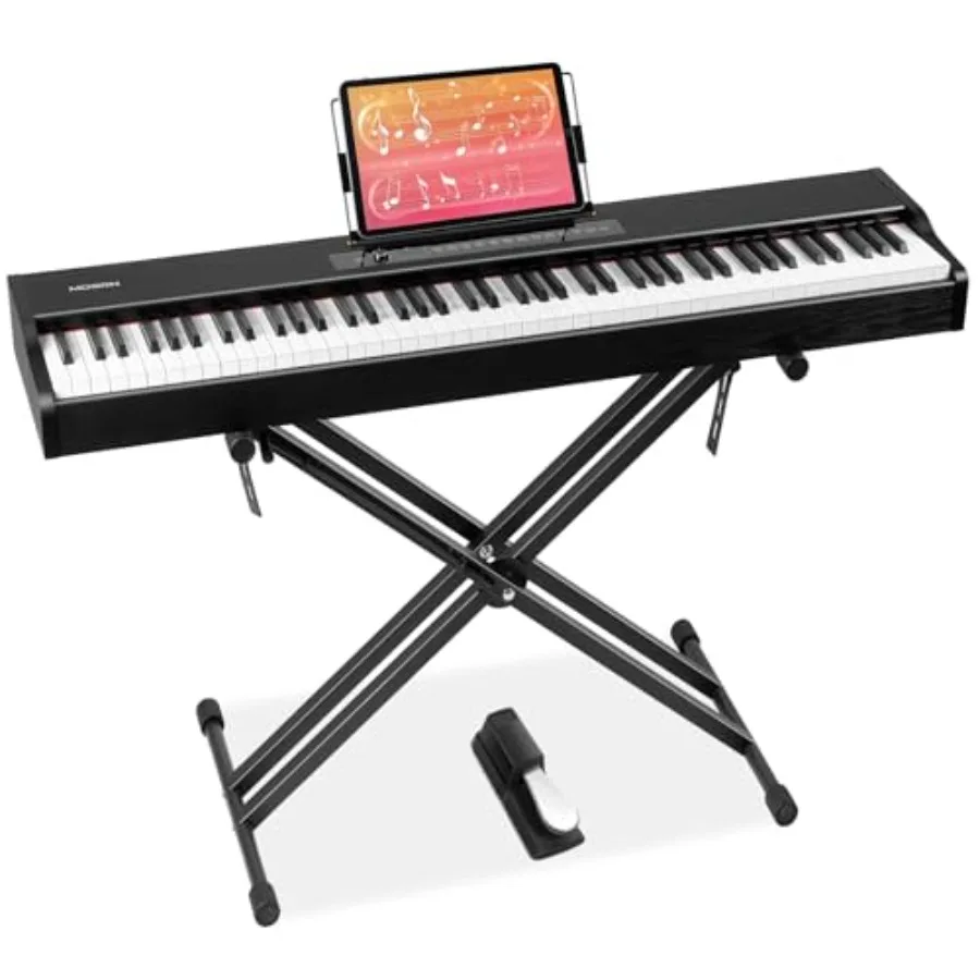 

MOSEN Digital Piano 88-Key Weighted Keyboard Hammer Action Electronic Keyboard Set with Stand 128 Tones 128 Polyphony 88 Demo S