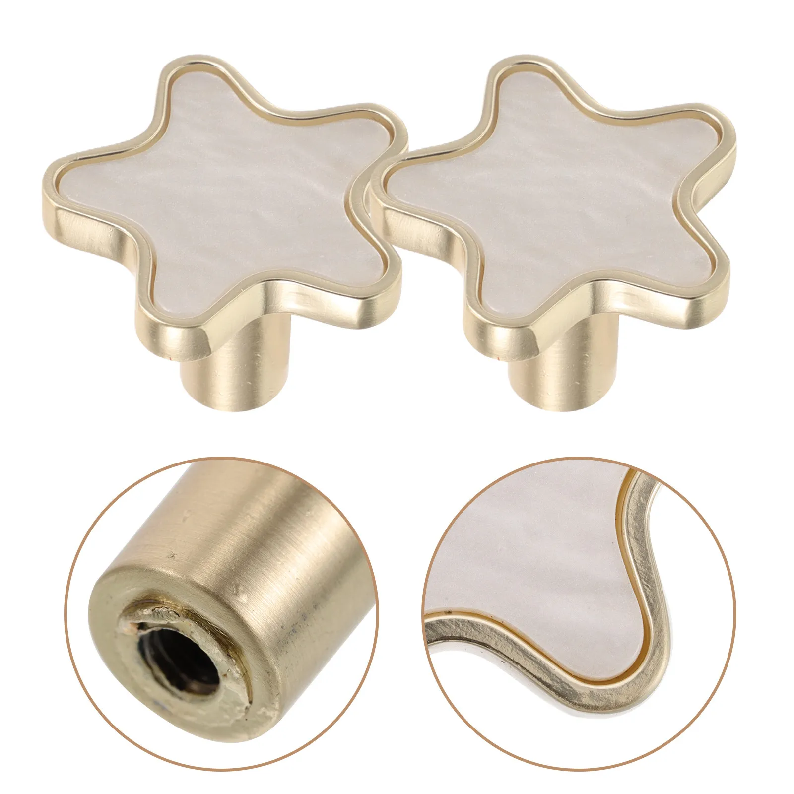 2Pcs Cabinet Knobs Simple Stylish Metal Star Shaped Handles for Cabinets Drawers Wardrobes Kitchen Bedroom Hardware