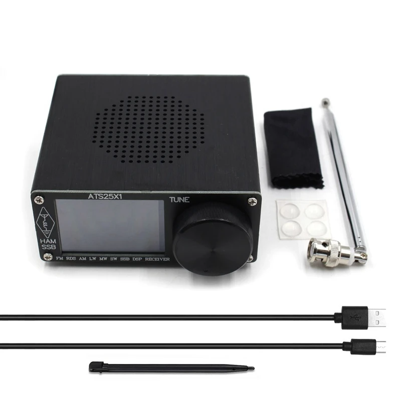 ATS25X1 Si4732 All-Band Radio Receiver FM LW(MW SW) SSB +2.4 Inch Touch LCD +Whip Antenna +Battery + Touch Pen