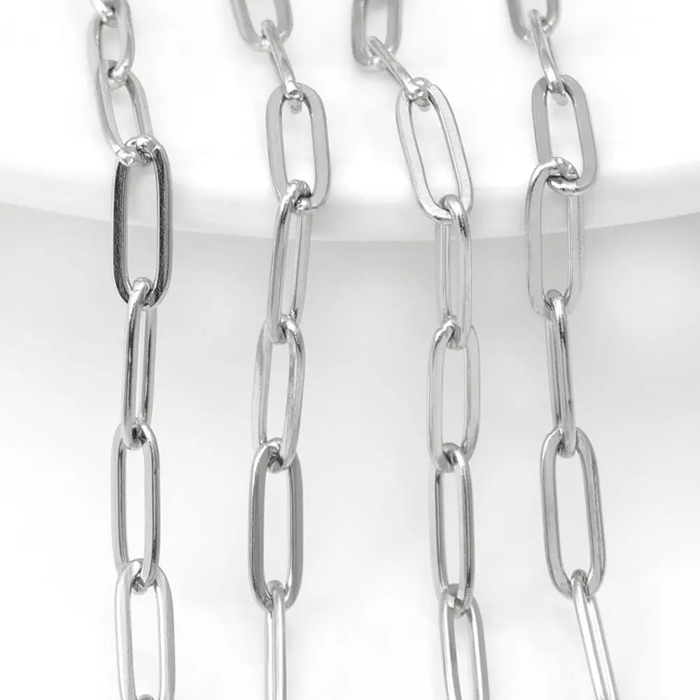 الذهب اللون الفولاذ المقاوم للصدأ طويل البيضاوي الشكل قلادة سلاسل أساور سلاسل المجوهرات عالية الجودة Diy بها بنفسك صنع المجوهرات والاكسسوارات