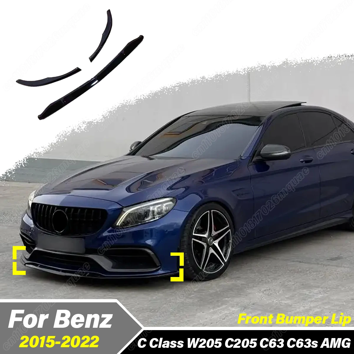 

For Mercedes Benz C-Class W205 C205 C63 C63S AMG 2015 2016 2017 2018 2019 2020 2021 2022 Car Front Bumper Spoiler Lip Body Kit