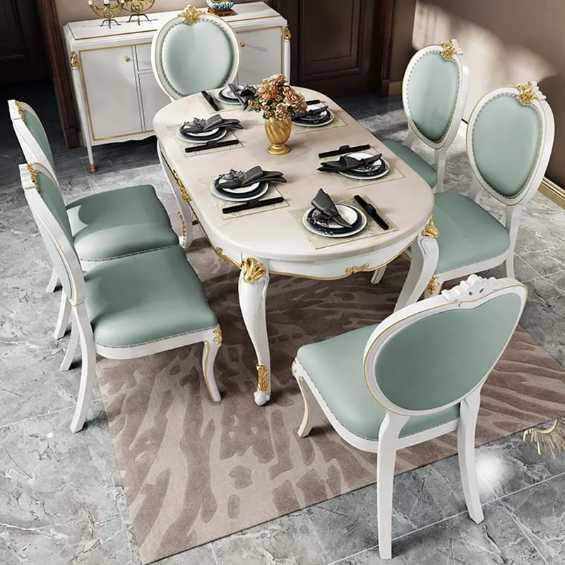 Villa Oval Dining Table Kitchen Marble European Bistro Design Modern Dining Table Rectangular Balcony Muebles Unique Furniture