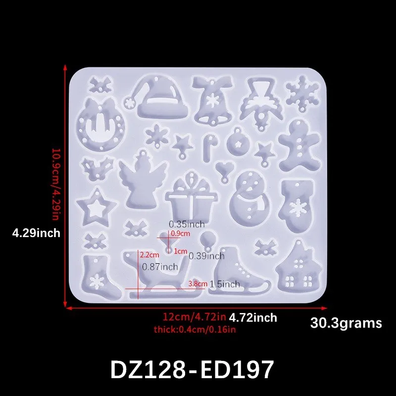 Christmas Pendant Silicone Mold Snowflake Elk Tree DIY Jewelry Earrings Making Tool Christmas Decorations Ornaments Mould