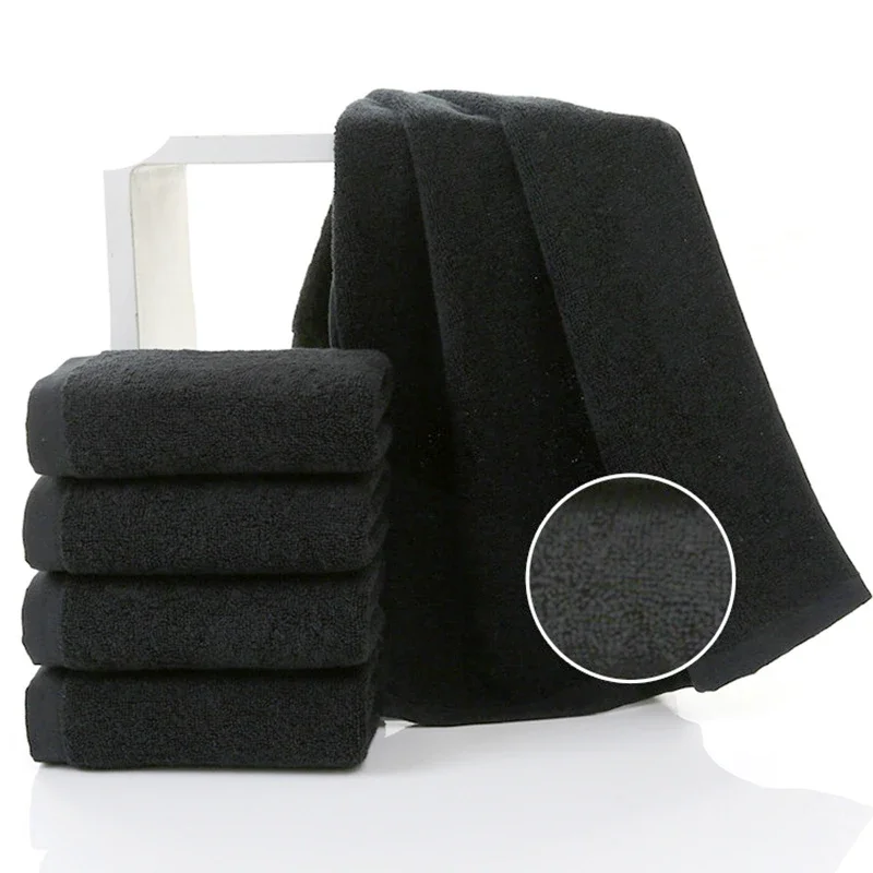 5-Pack 35x75cm Black Cotton Face Towels – 100% Cotton, No Fading, Soft & Highly Absorbent, Men Hotel Corporate Gift