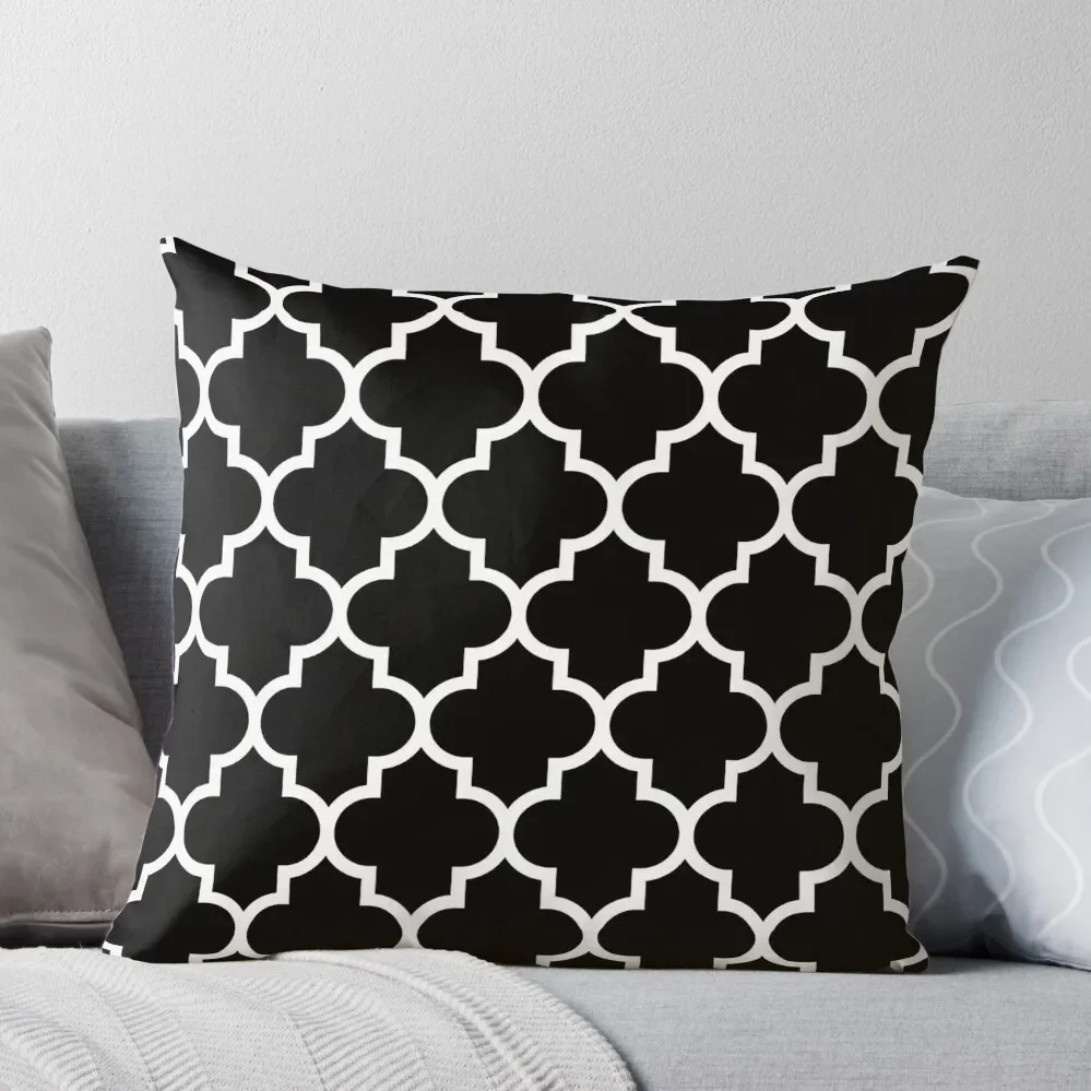 

Black And White Quatrefoil Pattern Throw Pillow Cushion Cover Decorative Cushions For Living Room