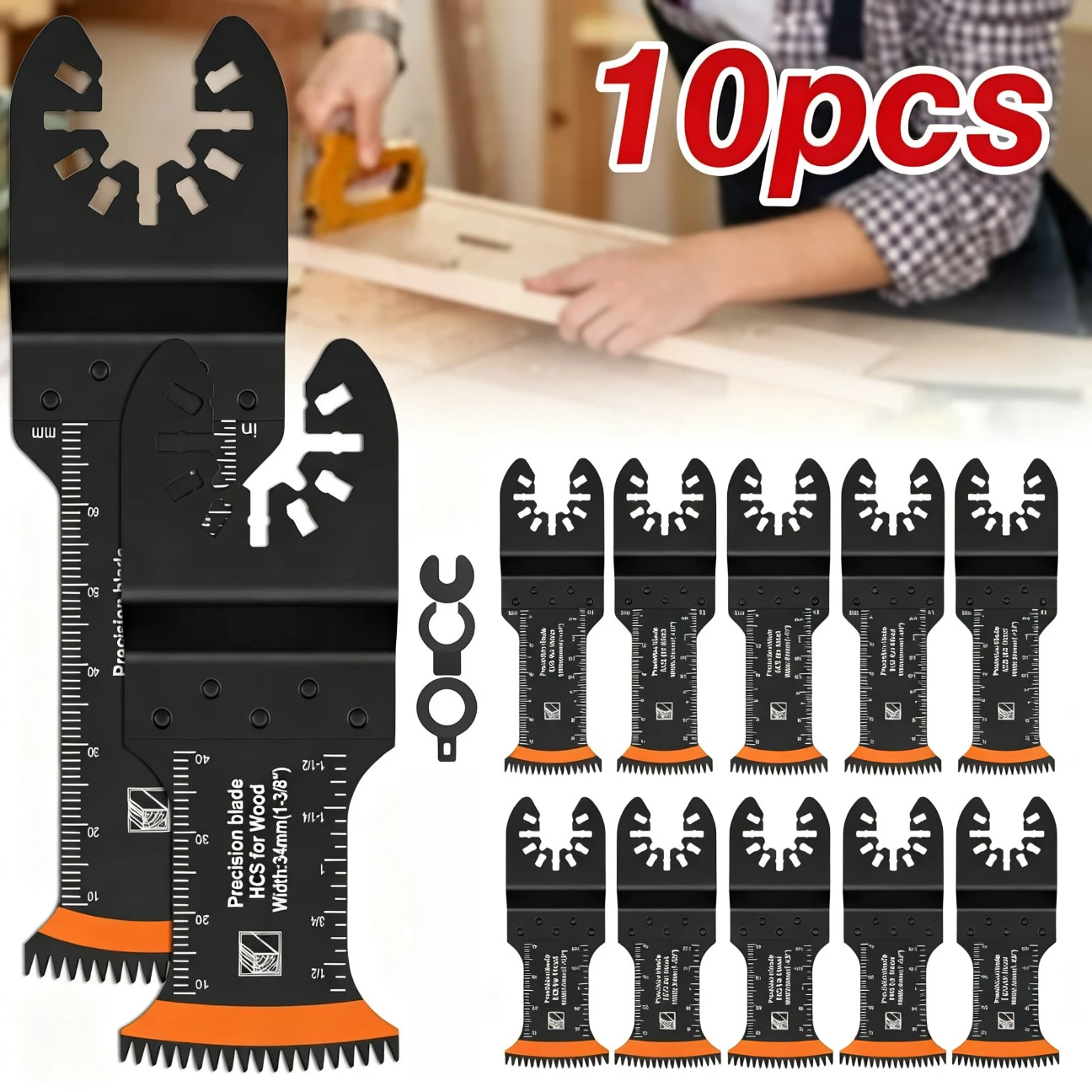 Arc Edge Oscillating Multitool Blades 10Pcs Japanese Tooth Oscillating Saw Blade Clean Cut Wearing Blade for Wood Plastic