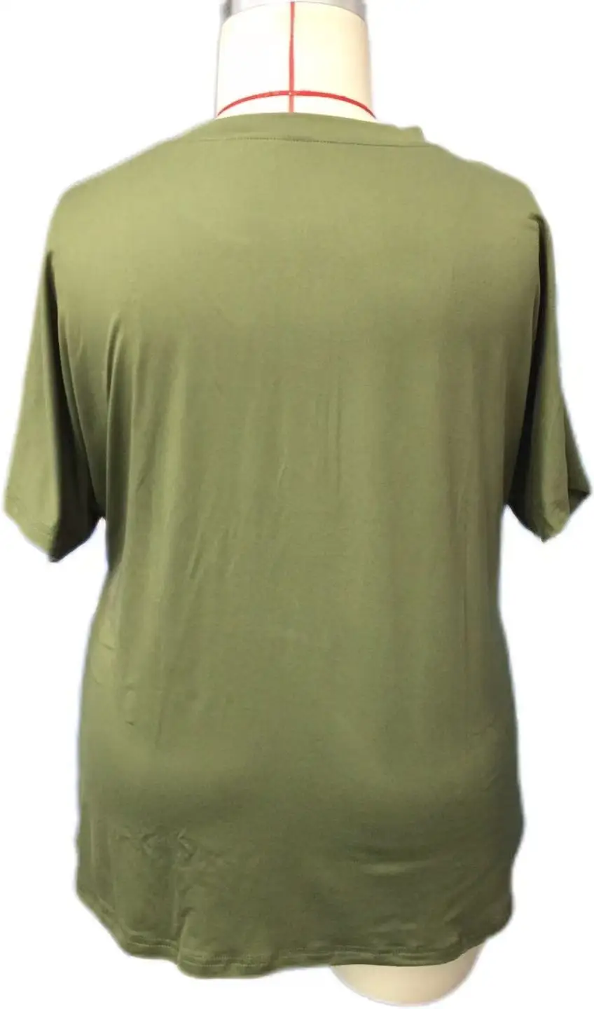 T-shirt manches courtes pour femmes, grande taille, Europe et États-Unis, printemps et été, bouton document solide, 2025