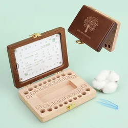 Caja de madera para dientes de bebé, organizador de almacenamiento de dientes de leche, cordón Umbilical con idioma de patrón, chino, inglés, japonés