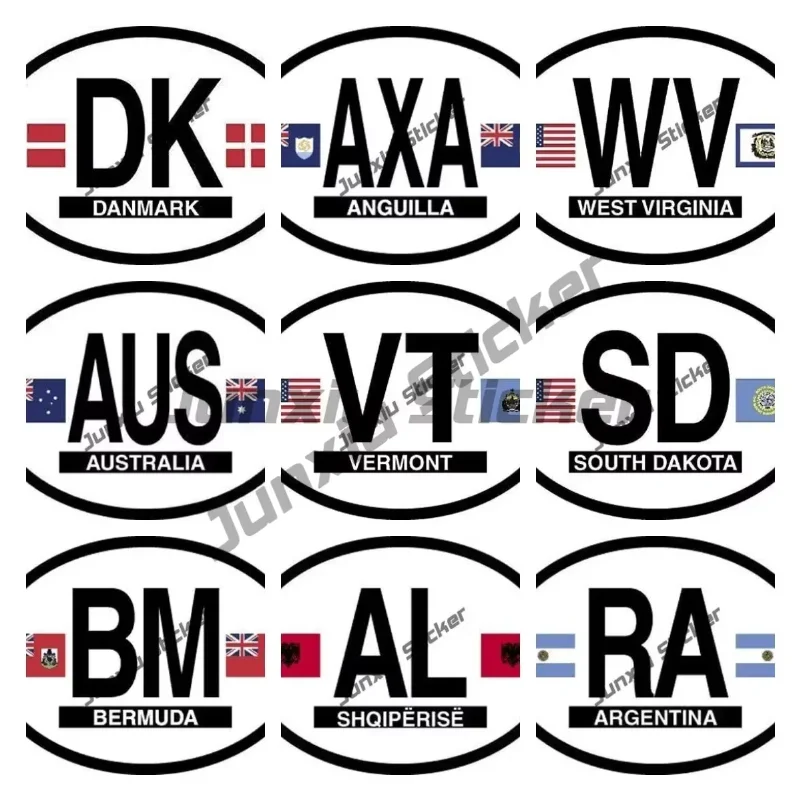 

Denmark Flag Belgique Australia Albania Argentina Cuba Waterproof UV Coated Famous Reflective Oval Sticker Decal Car Accessories