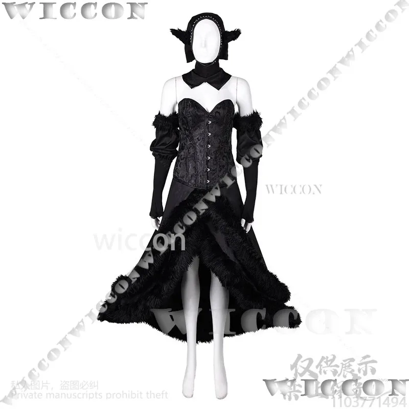 Marcille Schwarzes Stoffkleid Lolita Anime Dungeon Meshi Cosplay Perücke Roleplay Halloween Comic Con Party Anzug Mädchen Frau Anpassen