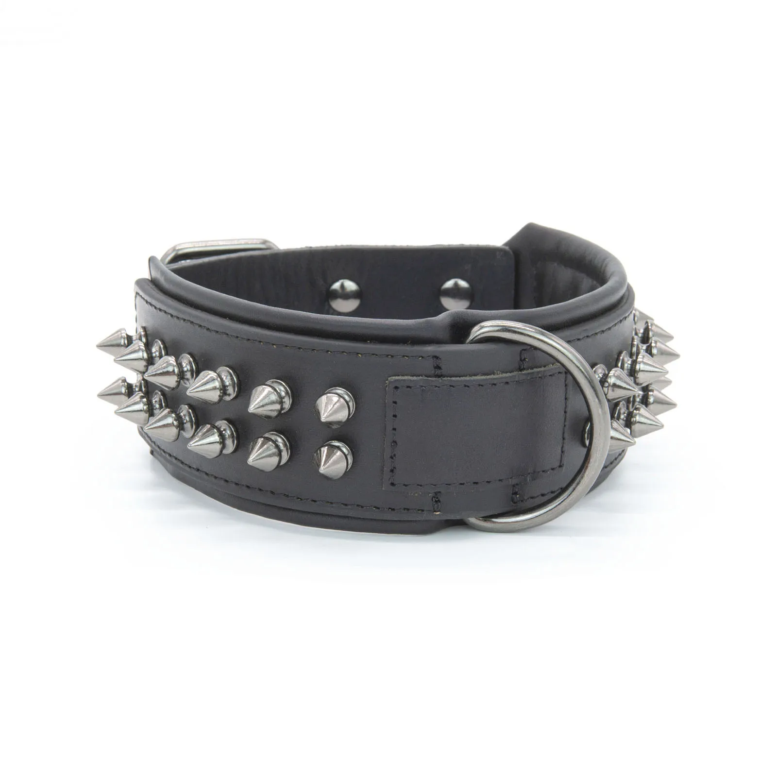 Punk Style Cowhide Genuine Leather Dog Training Collars Bite Proof Stainless Steel Rivet Spiked Dog Collars Custom