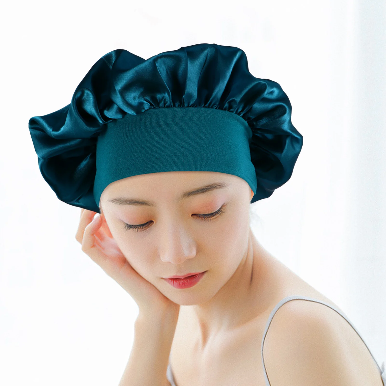 

Zerodeko 1pc Satin Hair Bonnet for Women Shower Sleep Cap Curly Hair Wrap