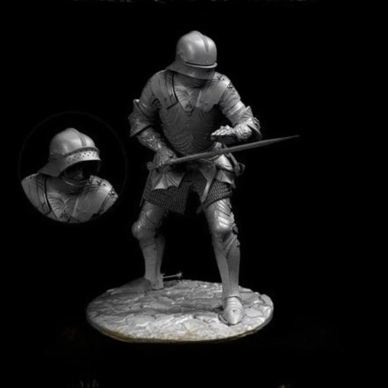 1/24 Scale Die-Cast Resin Figure Model Kit Gothic Knight (2 Heads) Hobby Miniature Toys Unassembled and Unpainted DIY Diorama