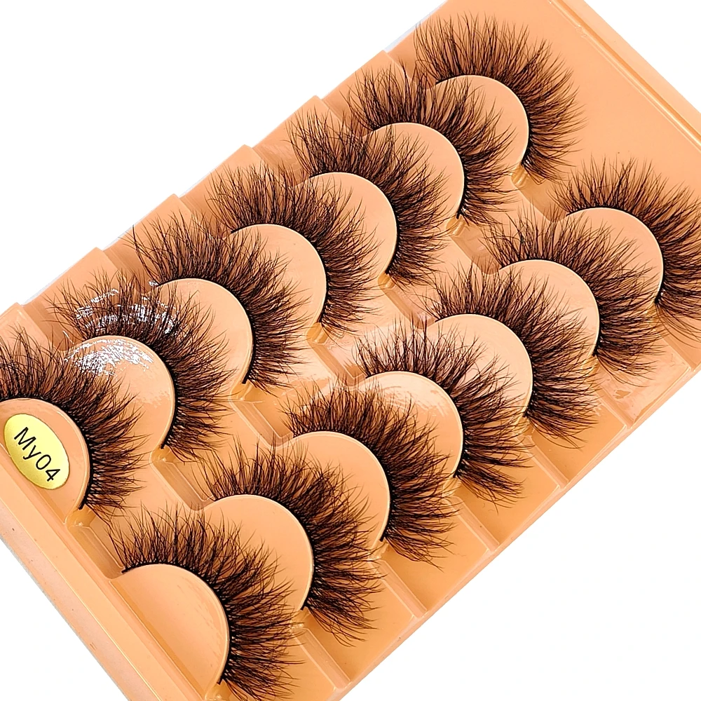 HBZGTLAD-Faux-Cils en Forme d'Œil de Chat, Accessoire de Maquillage, Volume Réutilisable, fissuraminants, Doux, Croisés, Bande Russe, Manga, 7 Paires