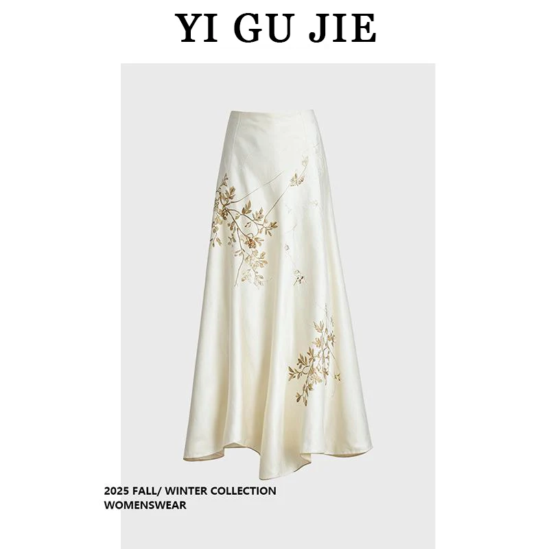 

Ele National Sle Embroidered Zipper f Skirt Women's New 2025 Gentle Lady Mid-Length Skirt Faionable Hanfu