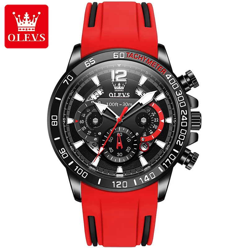 OLEVS Luxury Personality Red Tape Multifunctional Quartz Watches 2023 New Fashion Men Watch Luminous Waterproof Clock Reloj 9936