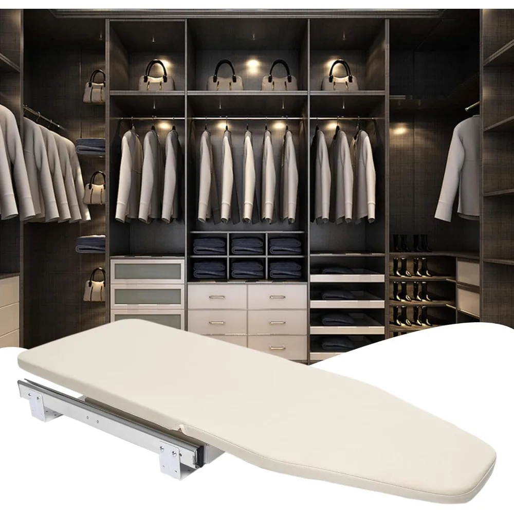 

Closet Pull-Out Ironing Board 31.9" X 12.2" Buit-in Iron Board Mini Ironing Board Stow Away in The Cabinet 180° Rotation for Sma