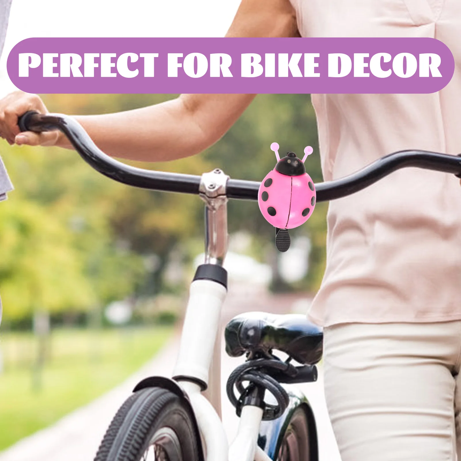 Plastic Ladybug appearance Brass Duet Bell Bike Bell For Children Children's Gift(Pink) Ring Bell Bike Ring Bell