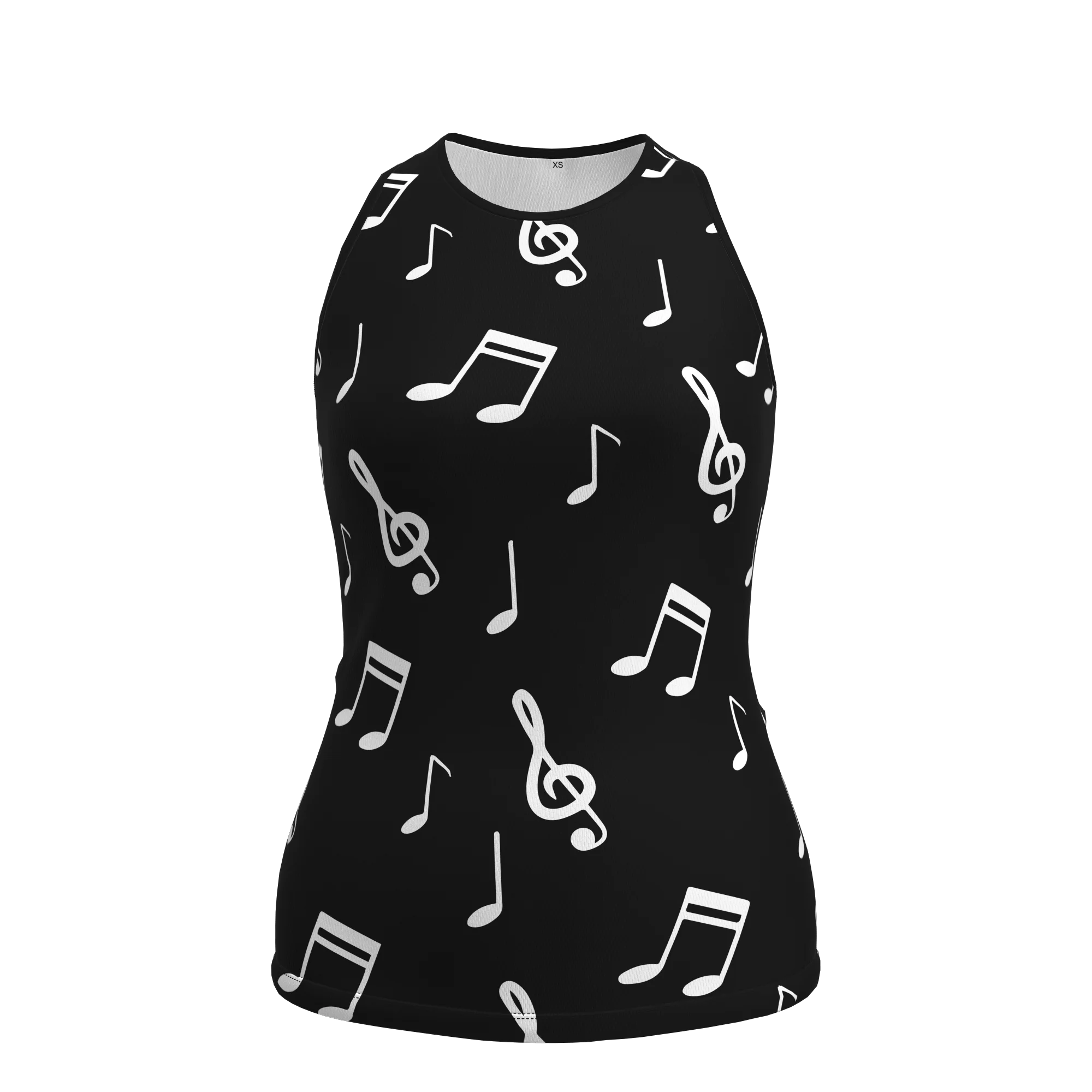 HIRBGOD Womens Running Tank Top Black with white Music notes Athletic Female Jersey