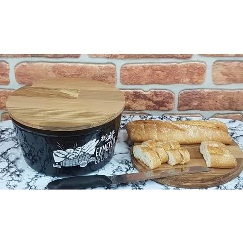 Alberlo With Wooden Lid Breadstuff Black