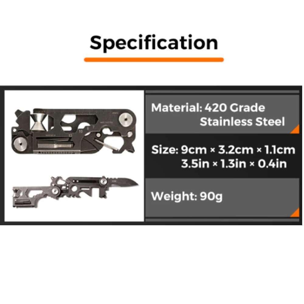 BLOCard-Outil de poche extérieur multifonctionnel, couteau militaire pliable, mini vélo, réparation, équipement de camping EDC