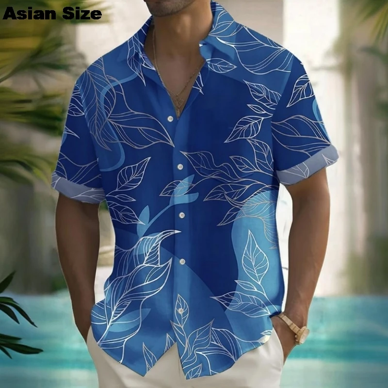 3d Beach Flower Print Hawaiian Shirts 2025 Men's Shirt Summer Daily Casual Short Sleeve Shirts For Men Loose Clothing Blouses