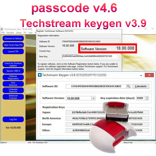 Passcode V4.6/V4.5 for Techstream V18.00.008 Smart Code Reset