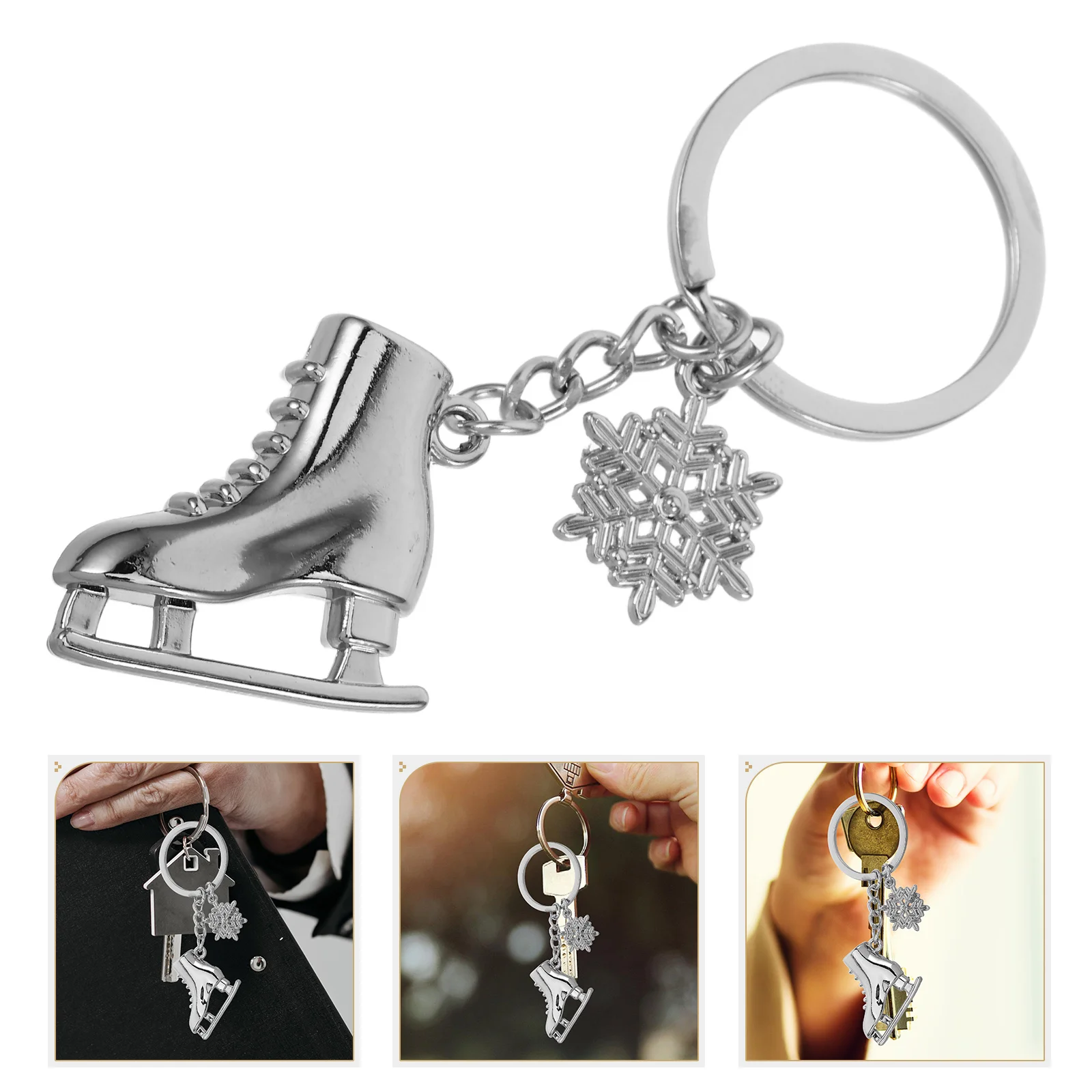 

Ice Skate Keychain Realistic Metal Pendant Snowflake Charm Jewelry Favor Roller Skating Accessories Alloy Unique Decoration Mini