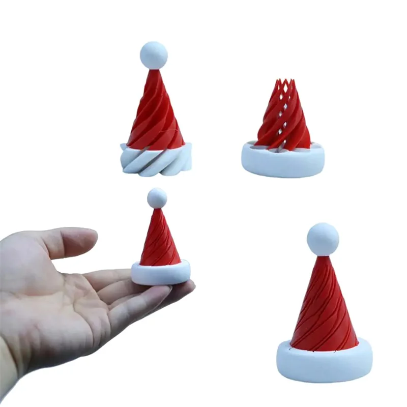 3D Gedruckt Kleine Spirale Kegel Spielzeug Spirale Kegel Spielzeug Mini Weihnachten Santa Hut Zappeln Set Für Stress Relief Kinder Erwachsene Zappeln Spielzeug