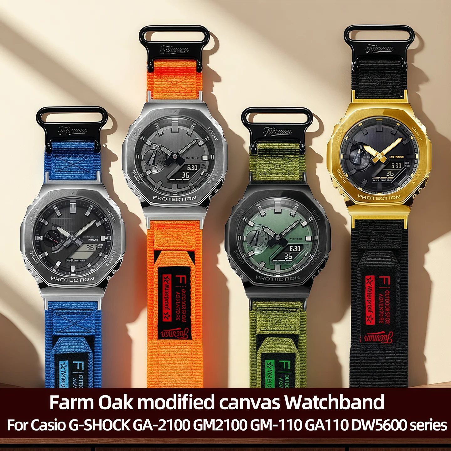 

GBM-2100 холст модифицированный ремешок для Casio Farm Oak gbm2100 металлический интерфейс GA-2100 GM-2100 Series спортивный нейлоновый ремешок для часов мужской