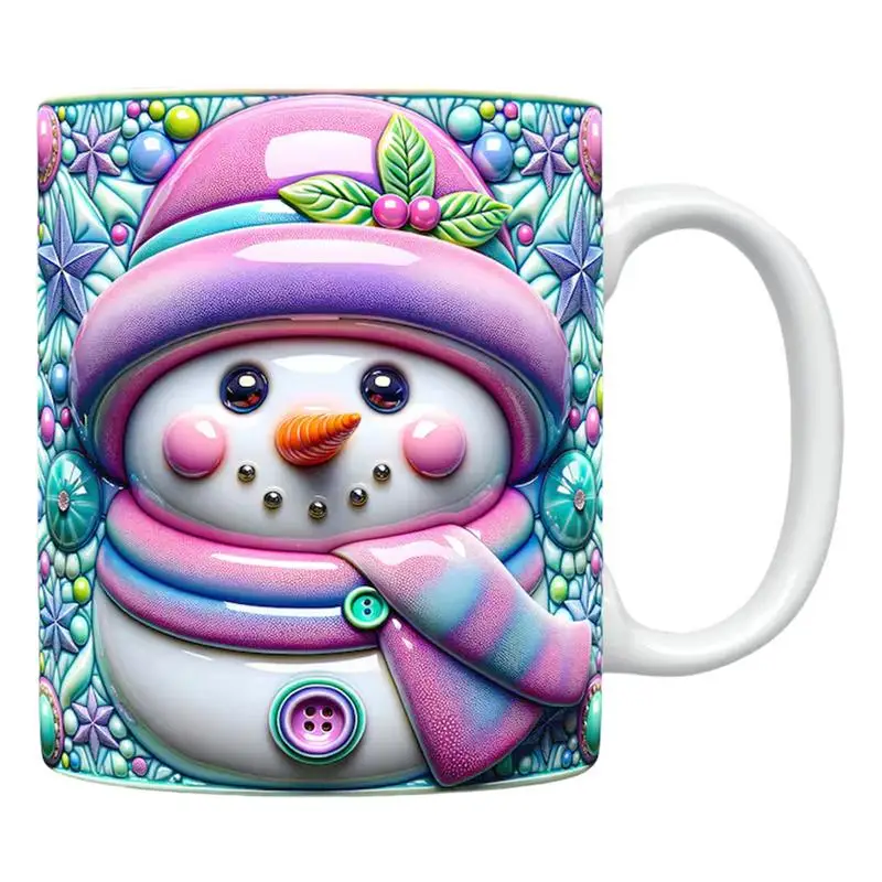 Ceramic Coffee Mug  3D painted Christmas snowman coffee cup Tea Hot Tea Cups Milk Tea Cup Breakfast Mug Kitchen cup water mug