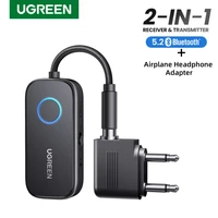 UGREEN Receptor y transmisor Bluetooth para avión Adaptador Bluetooth inalámbrico 2 en 1 para usar con cualquier conector de 3,5 mm en vuelo, TV