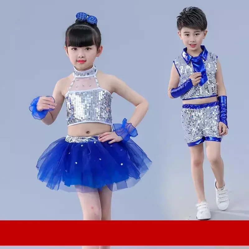 

Children's sequins jazz Latin dance ballet costumes boys and girls modern dance costumes performance clothing skirts tutu