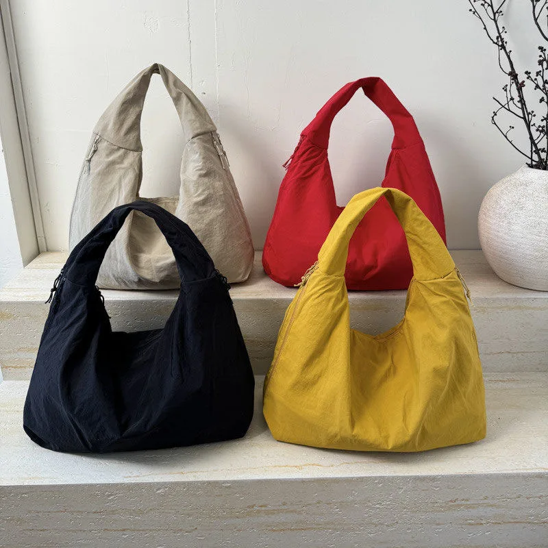 Ultra-Light Orig Canvas Bag Japanese Sle Women's Tote Bag Large Capaci Folded Pure Color Student oulder Handbag