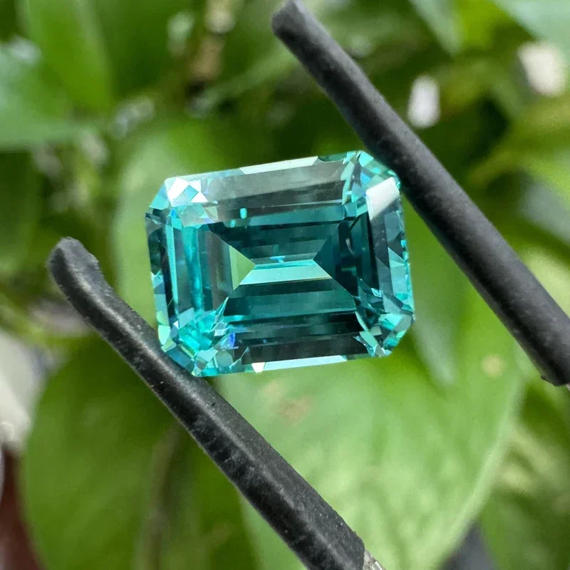 Lab Grown Paraiba Emerald Cut VVS1 Sapphire Gemstone for Charms DIY for Jewelry Making Materials Selectable  Certificate
