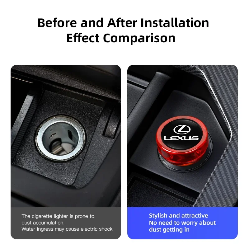 

Car Cigarette Lighter Dust Cover Dustproof Decoration For Lexus GS IS LS500h ES260 ES300h RX350h NX260 UX260 LM LC RZ450e TX RC