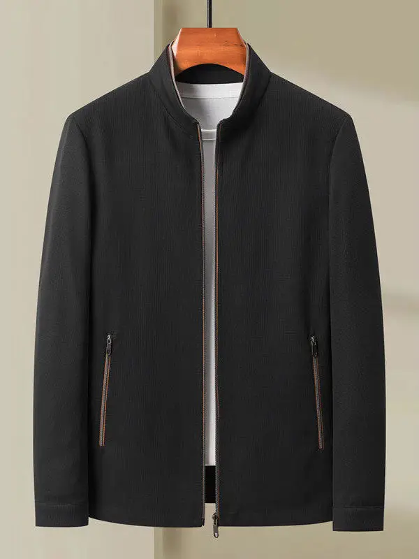 

Busin Men's Jaet Coat Spring New Sle Cheered Patterned Mid-aged Men's Outerwear Polyester Nylon Cosite ...