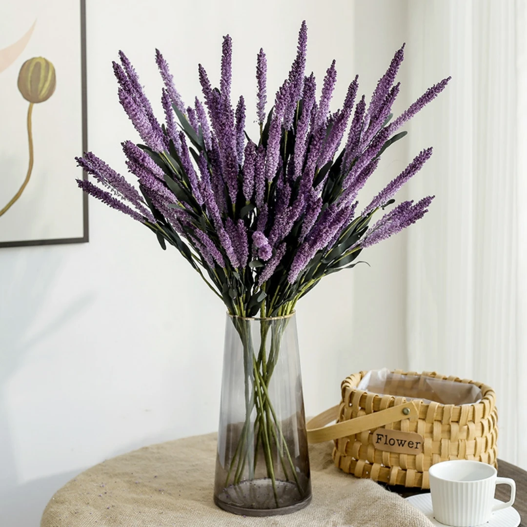 Künstlicher Lavendelstrauß, lila Kunstblumen für Haus, Garten, Hochzeitsdekoration, Valentinstag, Geburtstag, Abschlussgeschenk, Vasenfüller – Detail 11