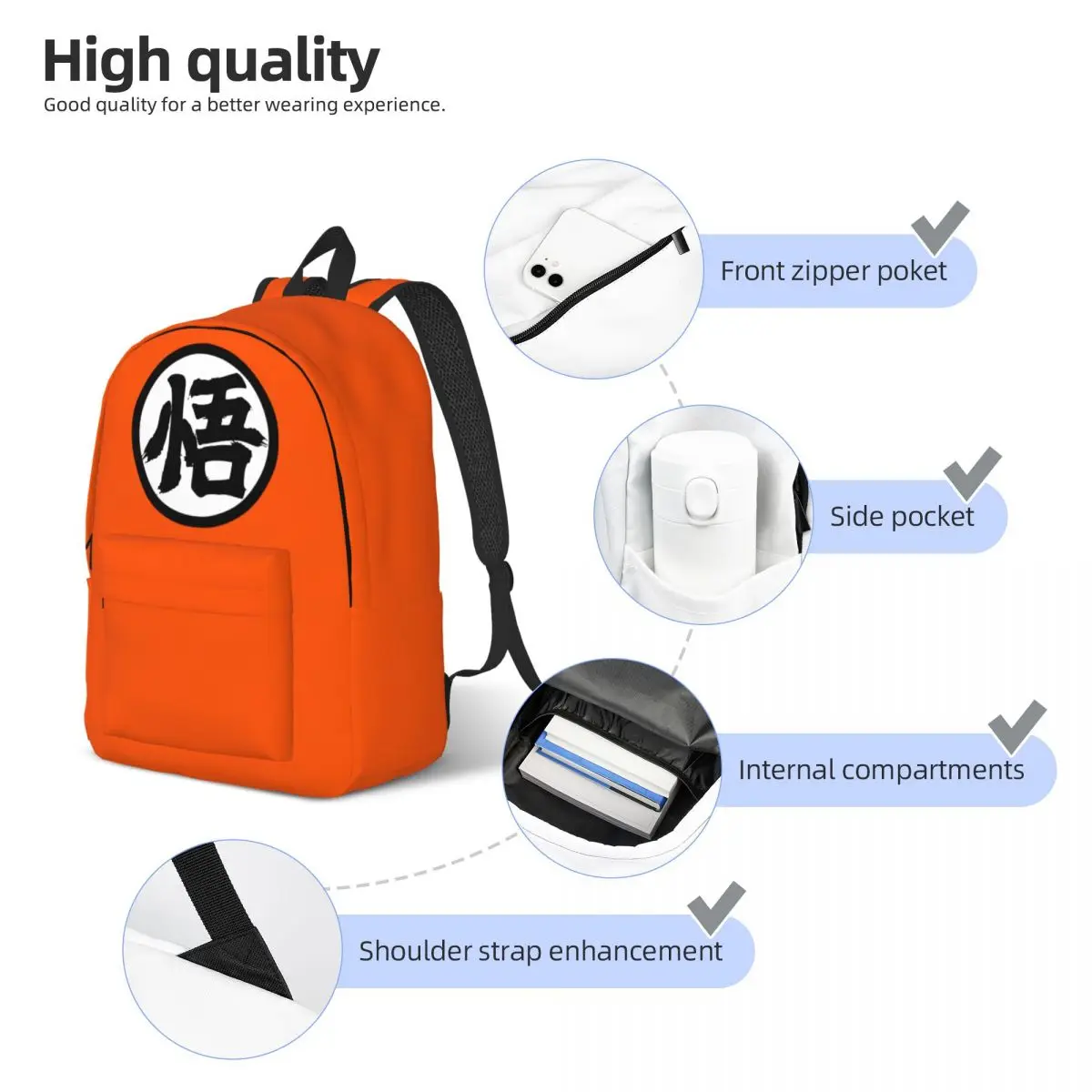 Gokus Backpack for Boy Girl Kids Student School Bookbag Anime Canvas Daypack Preschool Kindergarten Bag Sports