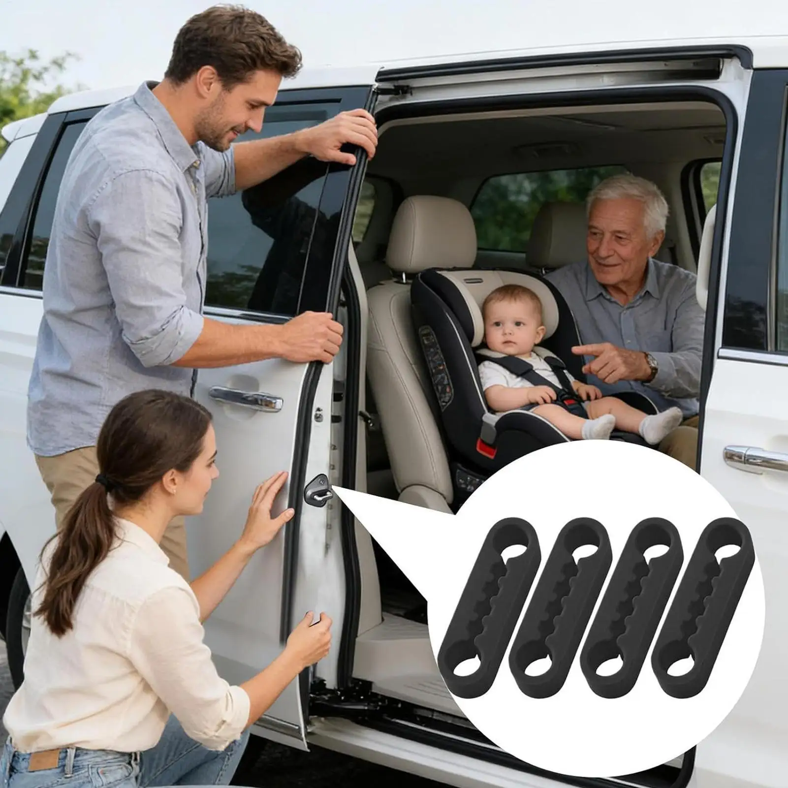 4pcs Universal Anti-Collision Car Door Slam Stopper Thick Soundproof Car Slam Stopper Bumper Protector for Minivans Trucks SUVs