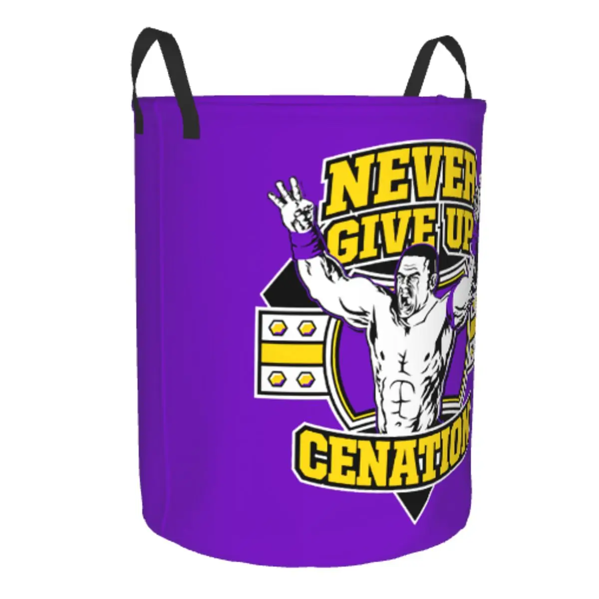 Custom WWE John Cena Laundry Basket Collapsible Never Give Up Clothes Hamper for Nursery Kids Toys Storage Bin