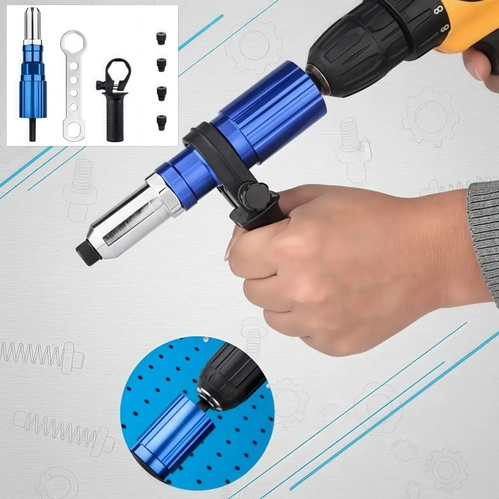 Aluminum Alloy Electric RivetGun Adapter Portable Cordless RivetGun Adapter Kit Durable Lightweight Electric Drill RivetGun