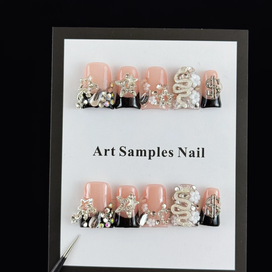 10pcs High-end Sweet and cool style, hand-painted three-dimensional five-pointed star, dazzling with embedded diamonds handmade