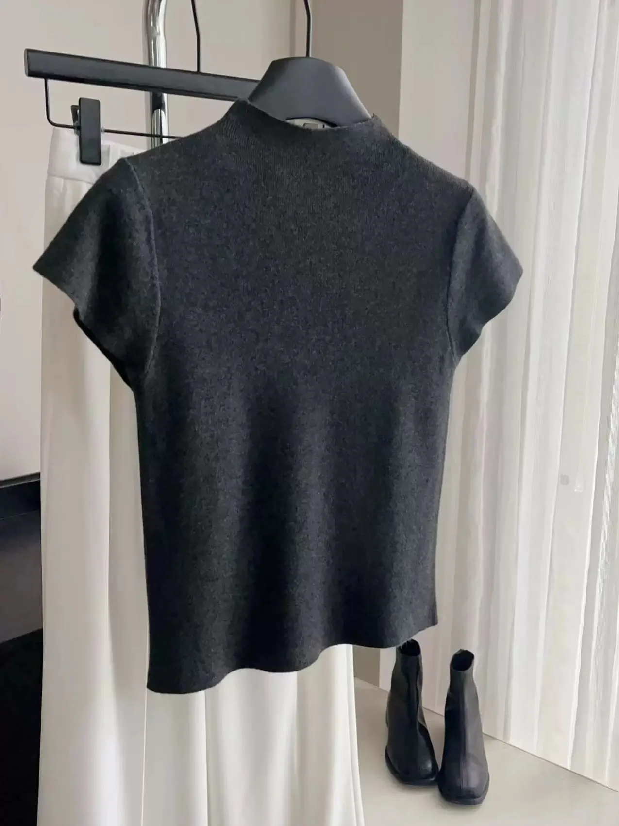 ay Gebreid ort Sve Slim Fit f Hoge Kraag T-shirt Dames Base irt Sli Zomer Nieuwe Collectie Pendelen Sle